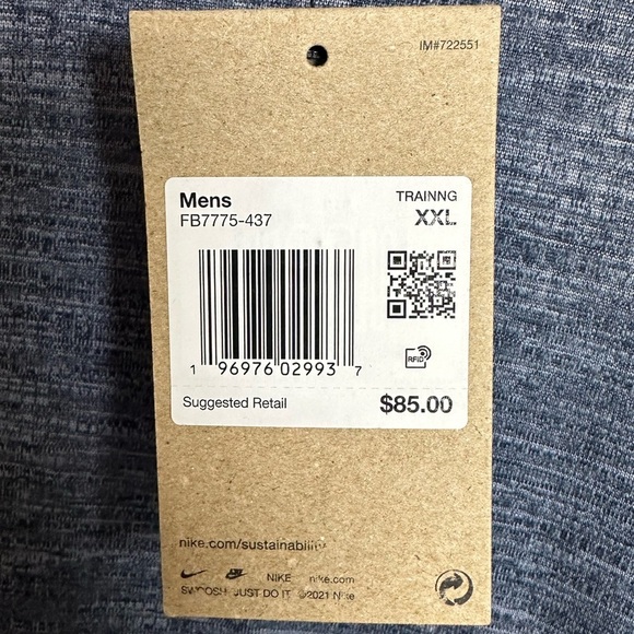 Nike Yoga Dri-Fit Men's Blue Heather Long Sleeve Shirt - Picture 4 of 7